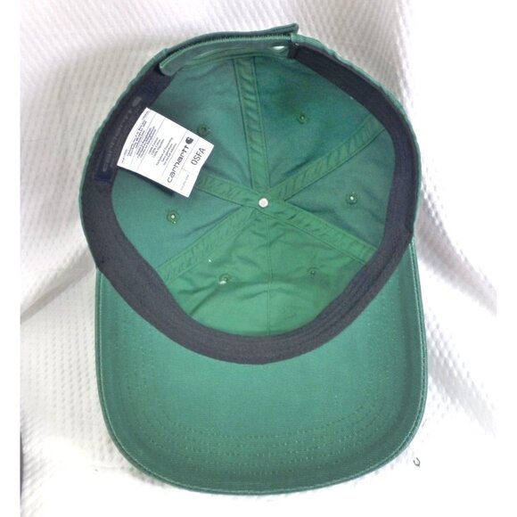 Carhartt Green Canvas Adjustable Baseball Cap With Leather Patch Logo - Picture 7 of 8